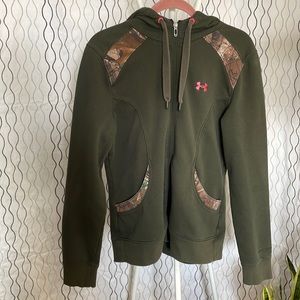 XL Under Armour Green Hoodie with Pink & Camo Accents